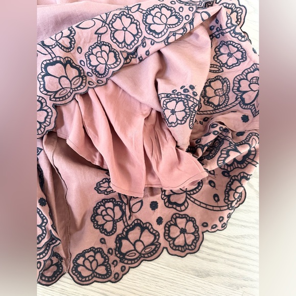 Anthropologie Daphne Terracotta Midi Dress with Black Floral Detail - Picture 9 of 11